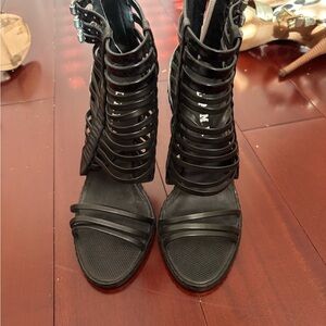 L.A.M.B. Black Strappy Sandals